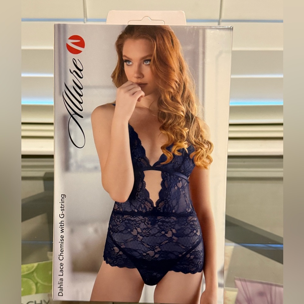 Allure Azuro Lace Chemise with G-string